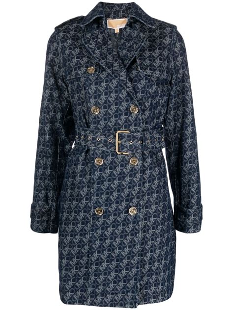 michael kors logo jacquard trench coat|michael kors denim trench coat.